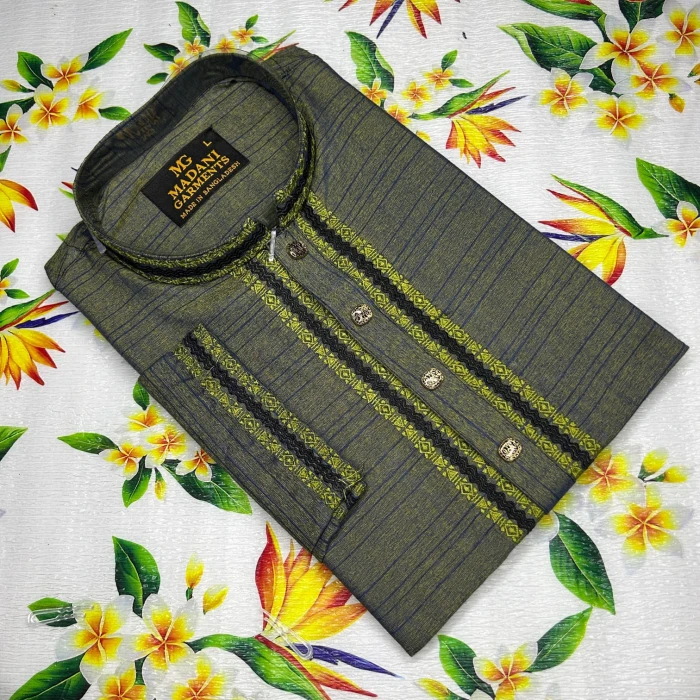 এমব্রয়ডারি পাঞ্জাবি জলপাই   কালার